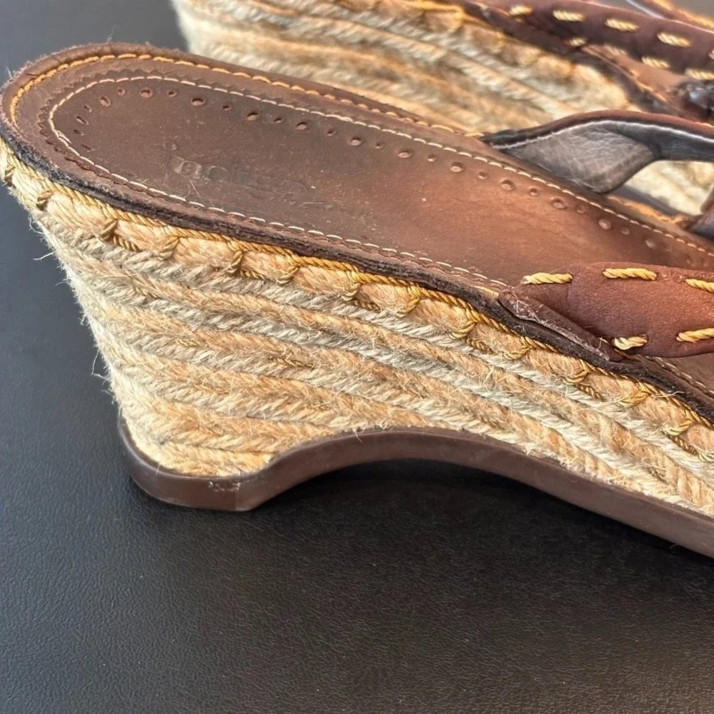 Indigo by Clarks Braided Leather Espadrille Slip on Sandal Heels sz 9 1/2 M Y2K